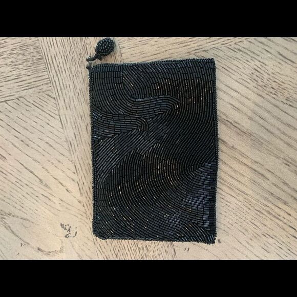 Target Black Beaded Small Cosmetic Pouch Coin Purse - Picture 2 of 3